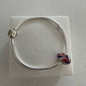 Brand New in Box - Pandora Snake Chain Bracelet with Murano Glass Charm